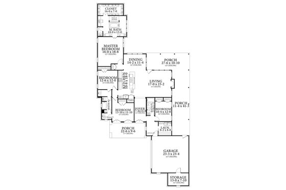 Floor Plan - Main Floor for Cottage House Plan #406-9663 - 4 bed, 3 bath