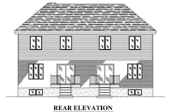Exterior - Rear Elevation for Traditional House Plan #138-348 - 6 bed, 4.5 bath