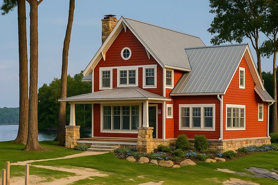 Exterior - Rear Elevation for Traditional House Plan #928-17 - 3 bed, 2.5 bath