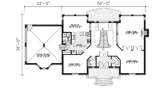 Floor Plan - Main Floor for European House Plan #138-241 - 4 bed, 2.5 bath