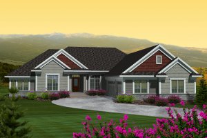 Ranch Exterior - Front Elevation Plan #70-1123