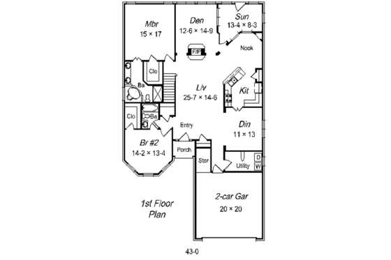 Floor Plan - Main Floor for European House Plan #329-240 - 2 bed, 2 bath