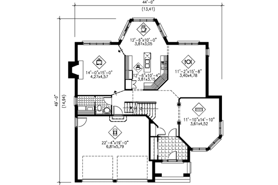Floor Plan - Main Floor for European House Plan #25-4177 - 4 bed, 2.5 bath