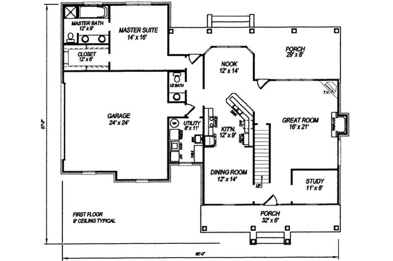 Home Plan - Floor Plan - Main Floor for Traditional House Plan #14-229 - 3 bed, 2.5 bath