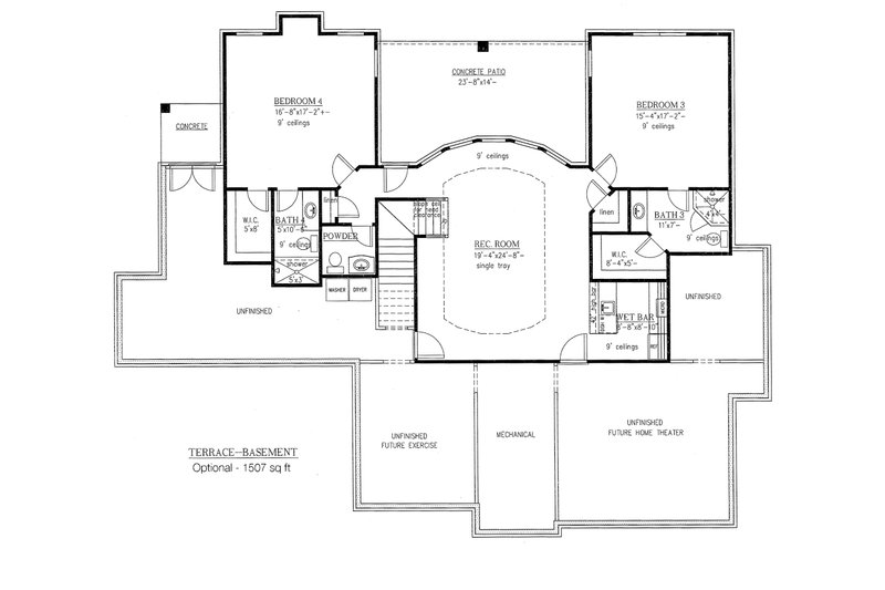 Home Plan - Floor Plan - Lower Floor for European House Plan #437-62 - 3 bed, 2 bath