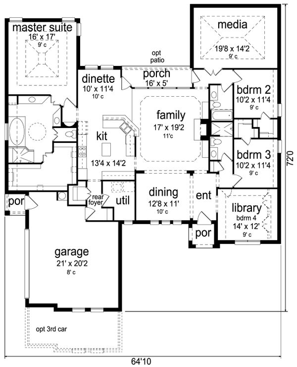 Architectural House Design - European Floor Plan - Main Floor Plan #84-593