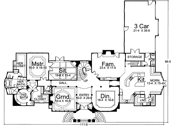 House Blueprint - Classical Floor Plan - Main Floor Plan #119-165