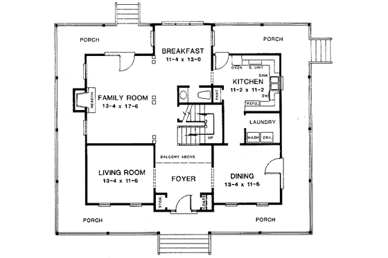 Floor Plan - Main Floor for Country House Plan #10-214 - 3 bed, 2.5 bath