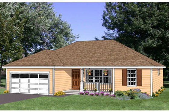 Exterior - Front Elevation for Ranch House Plan #116-252 - 3 bed, 2 bath