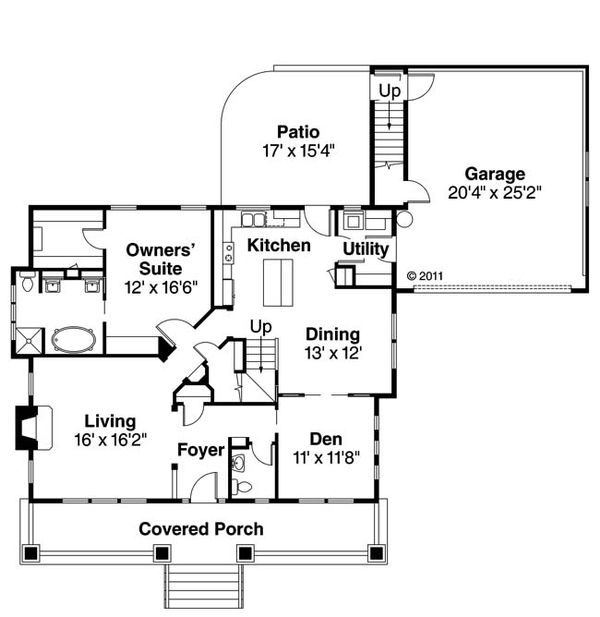 House Blueprint - Bungalow Floor Plan - Main Floor Plan #124-485