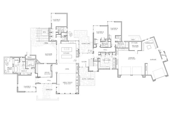 Floor Plan - Main Floor for Contemporary House Plan #892-42 - 4 bed, 5.5 bath