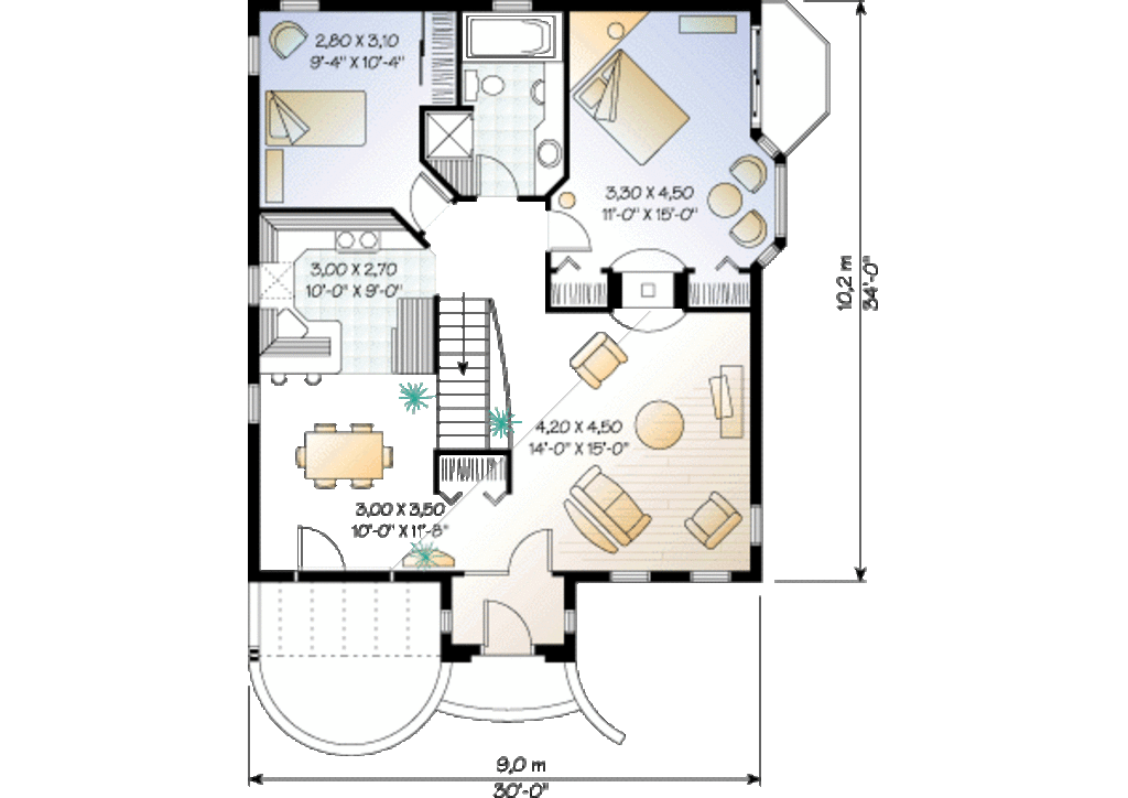 Cottage Style House Plan - 2 Beds 1 Baths 1066 Sq/Ft Plan #23-111
