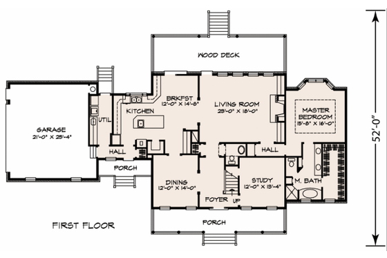 Floor Plan - Main Floor for Country House Plan #140-109 - 3 bed, 2.5 bath
