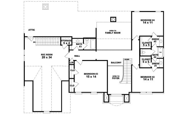 European Floor Plan - Upper Floor Plan #81-1055