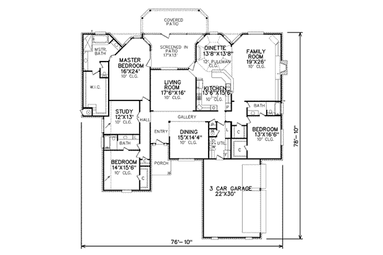 Floor Plan - Main Floor for Traditional House Plan #65-330 - 3 bed, 3 bath