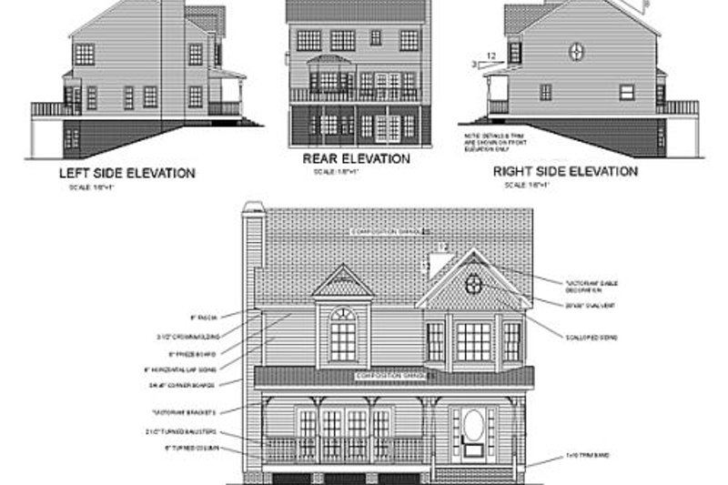 Architectural House Design - Victorian Exterior - Rear Elevation Plan #56-150