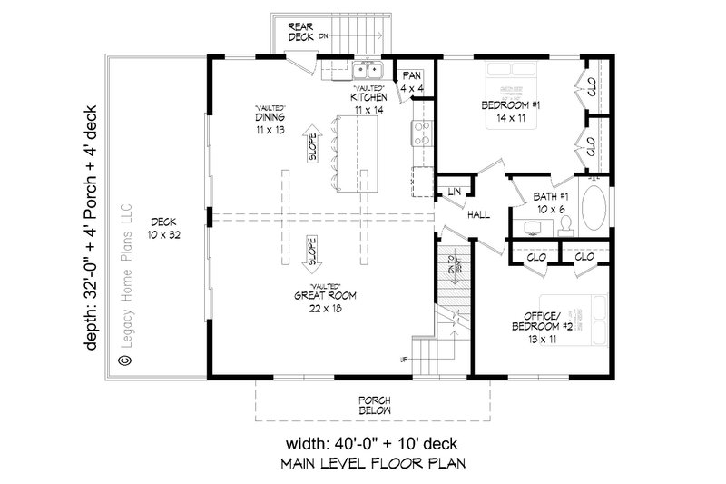 Dream House Plan - Floor Plan - Main Floor for Country House Plan #932-584 - 4 bed, 3 bath