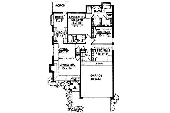 Floor Plan - Main Floor for Traditional House Plan #40-210 - 3 bed, 2 bath