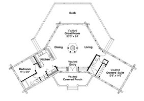 Floor Plan - Main Floor for Log House Plan #124-140 - 2 bed, 2 bath