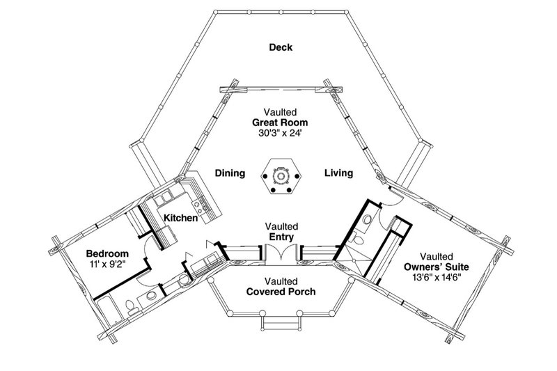 Home Plan - Floor Plan - Main Floor for Log House Plan #124-140 - 2 bed, 2 bath