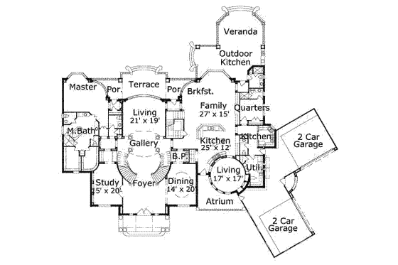 Floor Plan - Main Floor for Traditional House Plan #411-134 - 6 bed, 7.5 bath