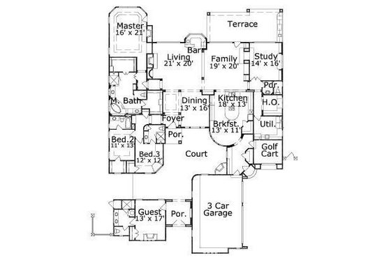 Floor Plan - Main Floor for European House Plan #411-845 - 4 bed, 4.5 bath