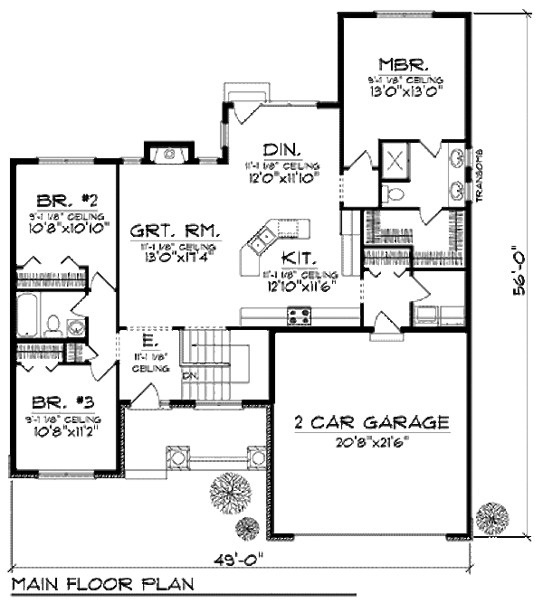 Craftsman Floor Plan - Main Floor Plan #70-903