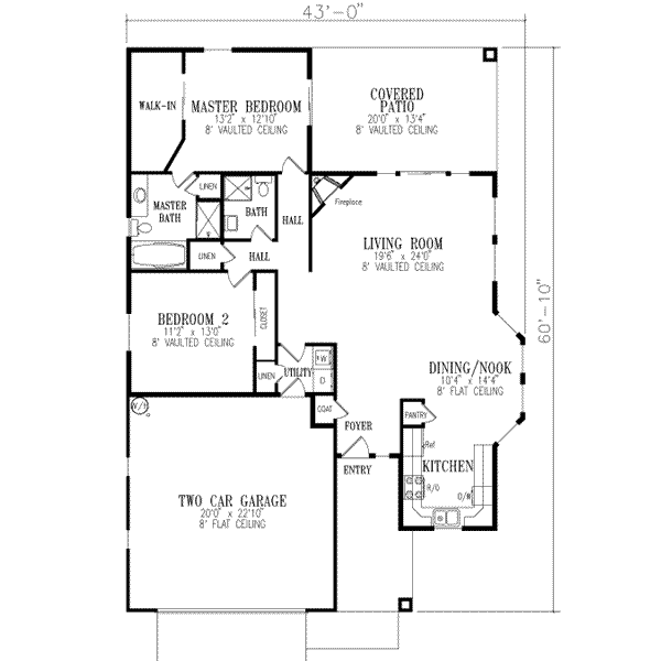 Adobe / Southwestern Style House Plan - 2 Beds 2 Baths 1483 Sq/Ft Plan ...