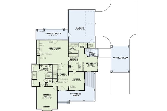 Floor Plan - Main Floor for Southern House Plan #17-2191 - 4 bed, 2.5 bath