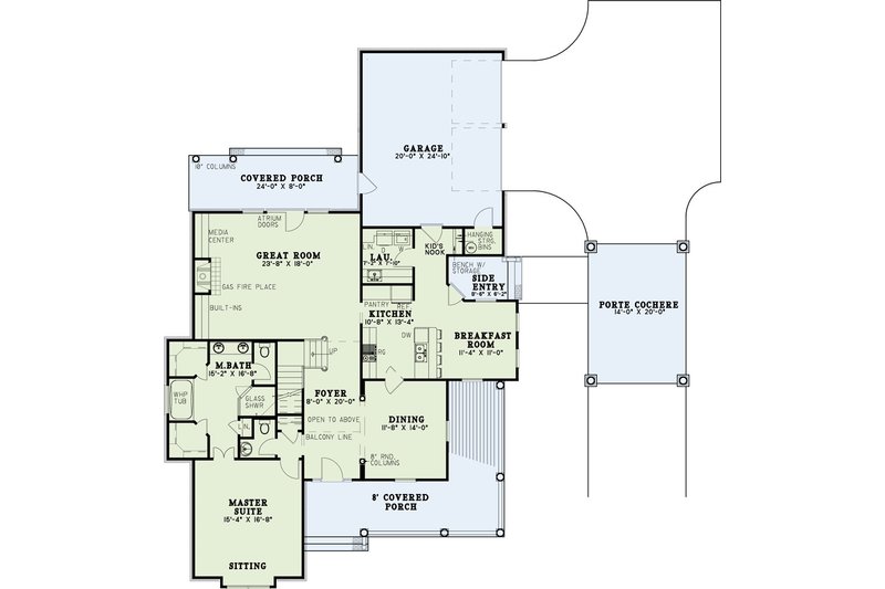 Home Plan - Floor Plan - Main Floor for Southern House Plan #17-2191 - 4 bed, 2.5 bath