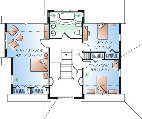 House Design - European Floor Plan - Upper Floor Plan #23-819