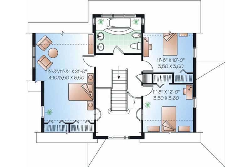 Architectural House Design - Floor Plan - Upper Floor for European House Plan #23-819 - 3 bed, 1.5 bath