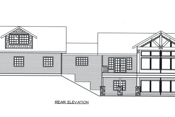 Exterior - Rear Elevation for Craftsman House Plan #117-1097 - 3 bed, 2.5 bath