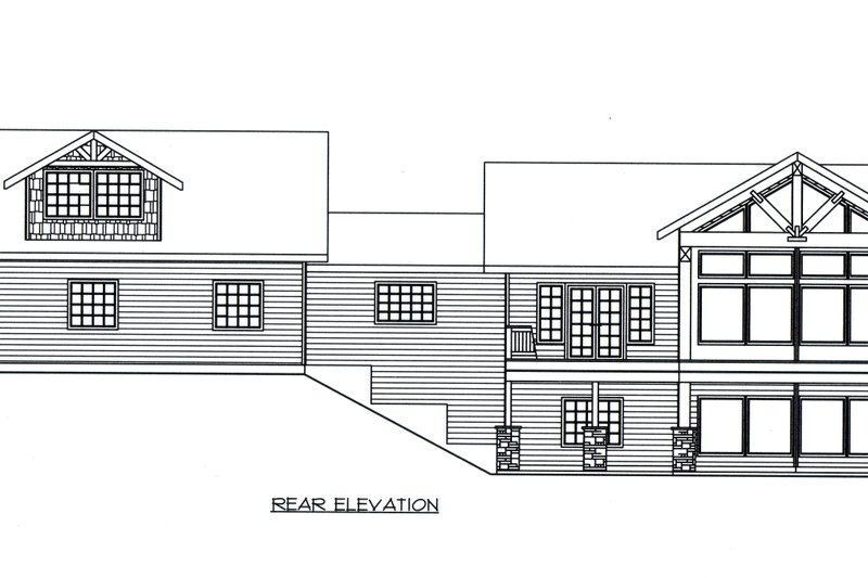 House Blueprint - Exterior - Rear Elevation for Craftsman House Plan #117-1097 - 3 bed, 2.5 bath