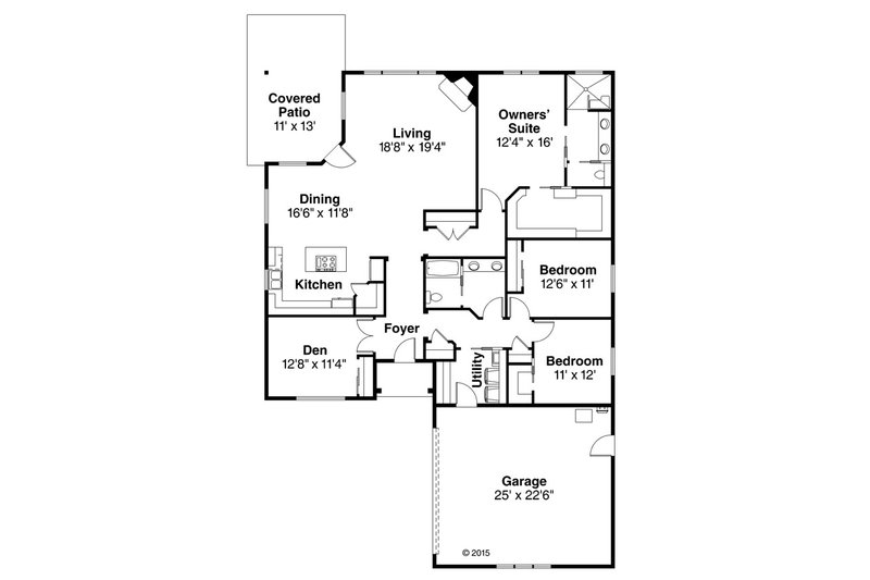 Home Plan - Floor Plan - Main Floor for Ranch House Plan #124-957 - 3 bed, 2 bath