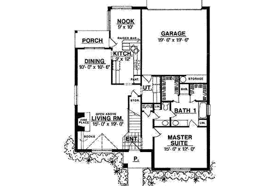 Floor Plan - Main Floor for Traditional House Plan #40-123 - 3 bed, 2 bath