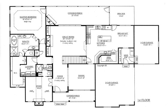 Floor Plan - Main Floor for Craftsman House Plan #437-64 - 4 bed, 4 bath