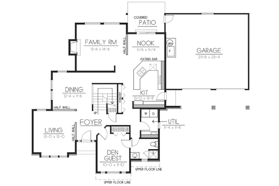 Floor Plan - Main Floor for Traditional House Plan #100-432 - 3 bed, 2.5 bath