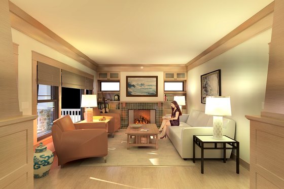 Interior - Family Room for Craftsman House Plan #489-13 - 3 bed, 2 bath