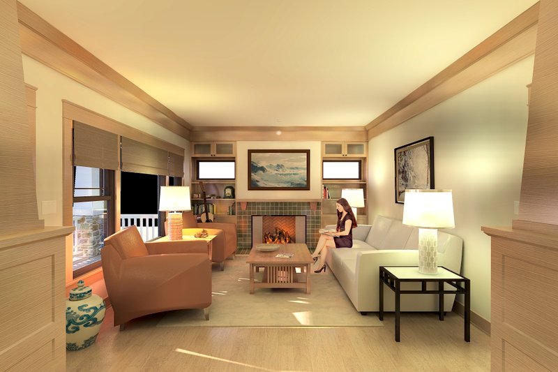 House Design - Interior - Family Room for Craftsman House Plan #489-13 - 3 bed, 2 bath