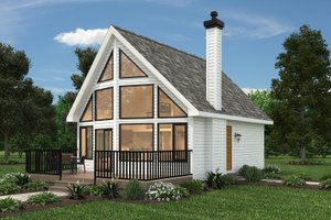 Exterior - Front Elevation 3 for Cabin House Plan #18-4501 - 2 bed, 1 bath