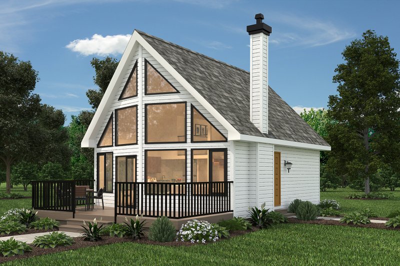 Dream House Plan - Exterior - Front Elevation 3 for Cabin House Plan #18-4501 - 2 bed, 1 bath
