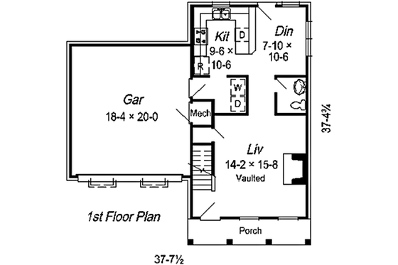 Floor Plan - Main Floor for Traditional House Plan #329-184 - 3 bed, 2.5 bath