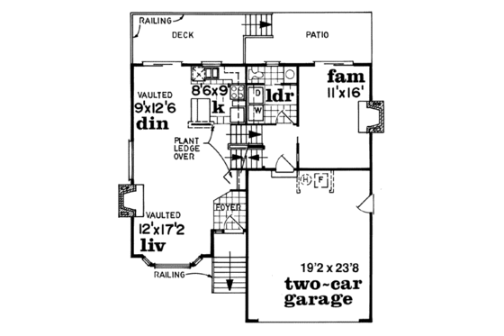 Floor Plan - Main Floor for Traditional House Plan #47-467 - 3 bed, 2.5 bath