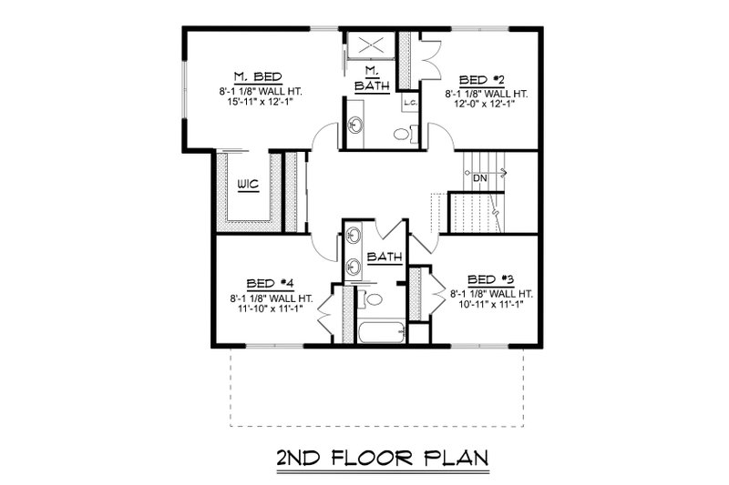 House Blueprint - Floor Plan - Upper Floor for Farmhouse House Plan #1064-411 - 4 bed, 2.5 bath