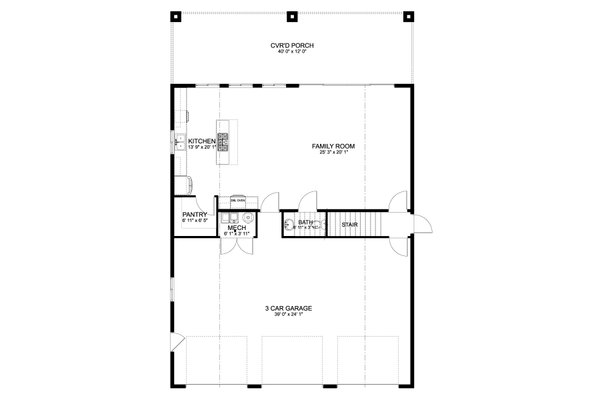 Architectural House Design - Floor Plan - Main Floor for Farmhouse House Plan #1060-168 - 3 bed, 2.5 bath