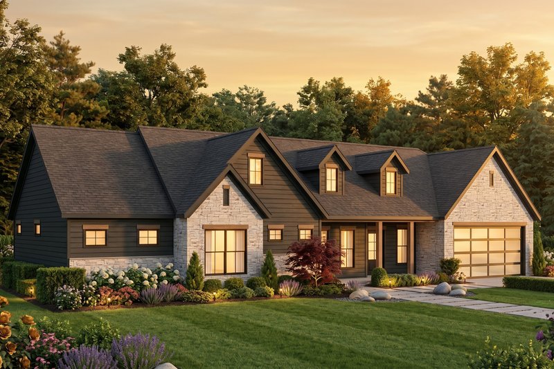 Architectural House Design - Exterior - Front Elevation 3 for Country House Plan #1089-74 - 3 bed, 2 bath