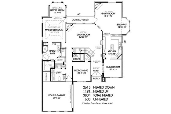 Floor Plan - Main Floor for European House Plan #424-268 - 4 bed, 3 bath