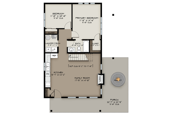 Floor Plan - Main Floor for Contemporary House Plan #1108-17 - 3 bed, 2 bath