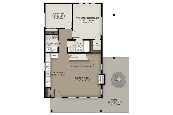 Floor Plan - Main Floor for Contemporary House Plan #1108-17 - 3 bed, 2 bath
